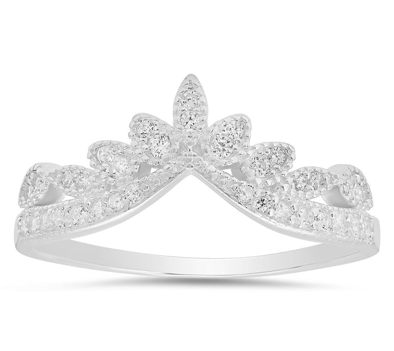 Diamonique Vintage Floral Tiara Ring, SterlingSilver — View 5