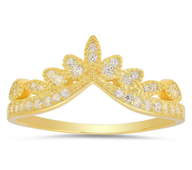 Diamonique Vintage Floral Tiara Ring, SterlingSilver — View 6