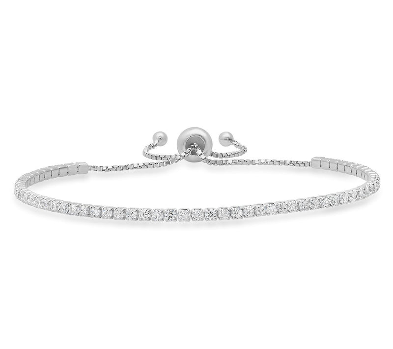 Diamonique Petite Adjustable Bracelet, SterlingSilver — Main view