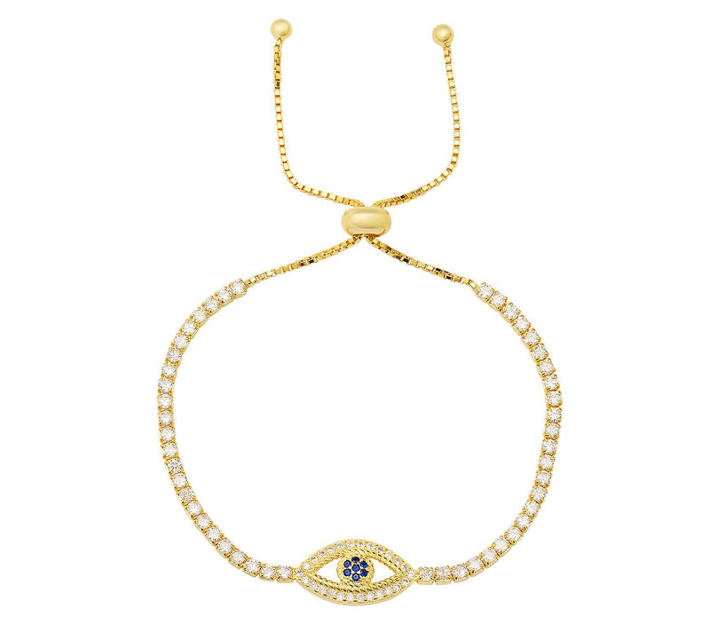 Diamonique Evil Eye Adjustable Bracelet, Sterling Silver — View 5