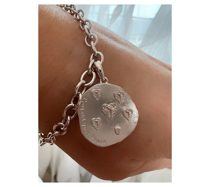 Goddaughters Sterling Angel Eyes White Topaz Coin Bracelet — View 5