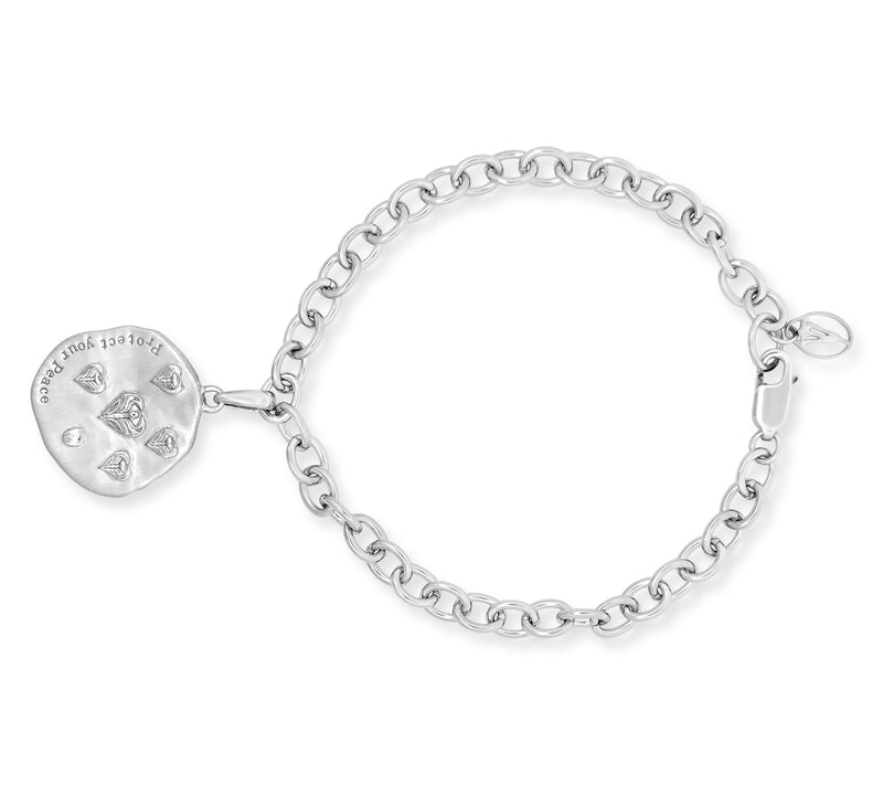 Goddaughters Sterling Angel Eyes White Topaz Coin Bracelet — View 4