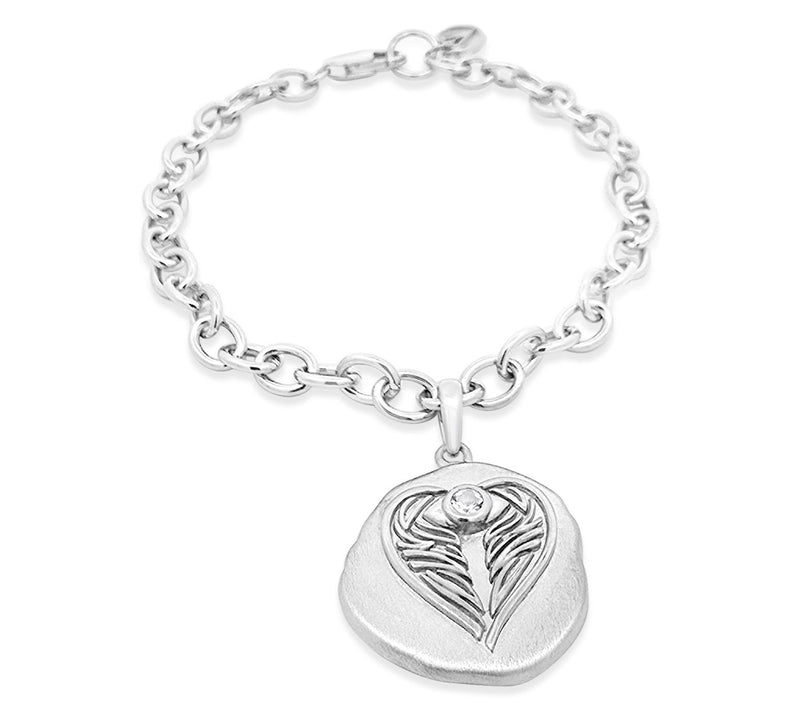 Goddaughters Sterling Angel Eyes White Topaz Coin Bracelet — Main view