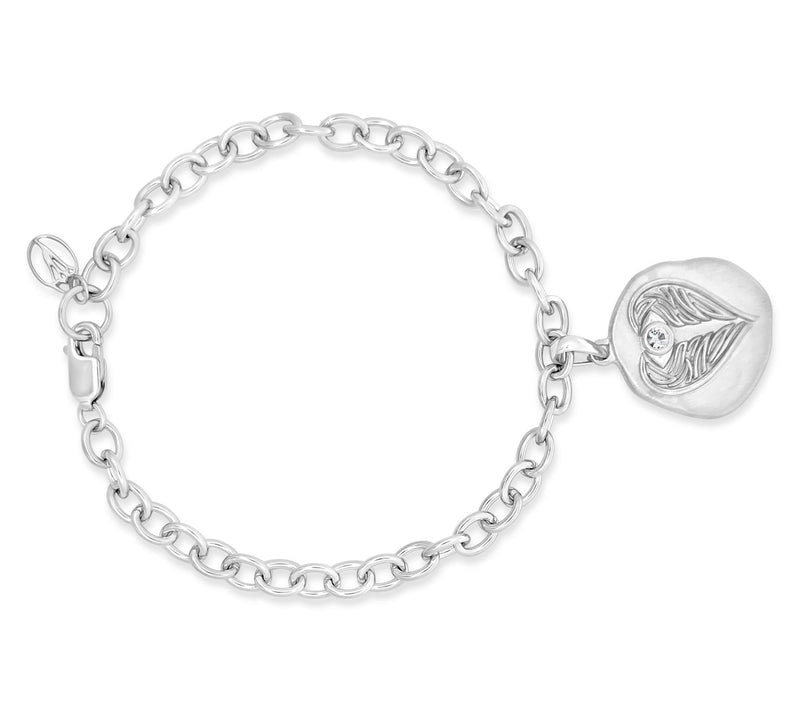 Goddaughters Sterling Angel Eyes White Topaz Coin Bracelet — View 3