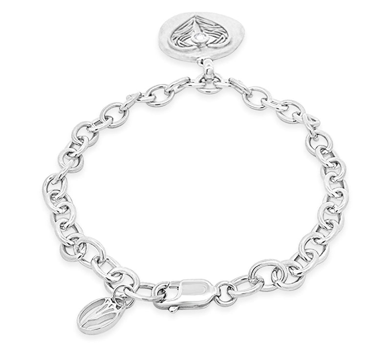 Goddaughters Sterling Angel Eyes White Topaz Coin Bracelet — View 2
