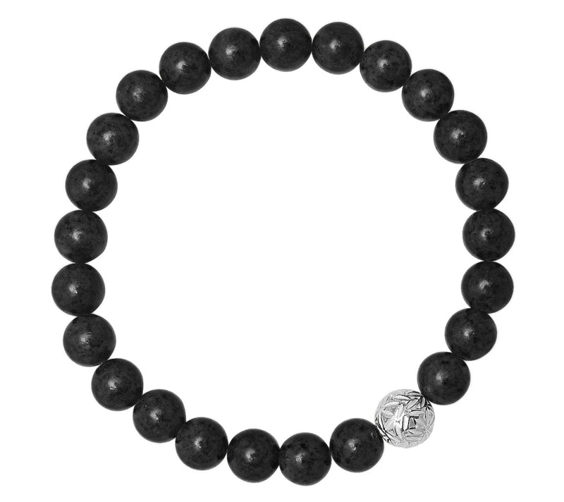 Silver Style Men's Gemstone Beaded Bracelet, Sterling — View 2