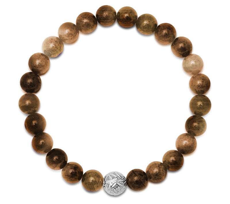 Silver Style Men's Gemstone Beaded Bracelet, Sterling — View 10