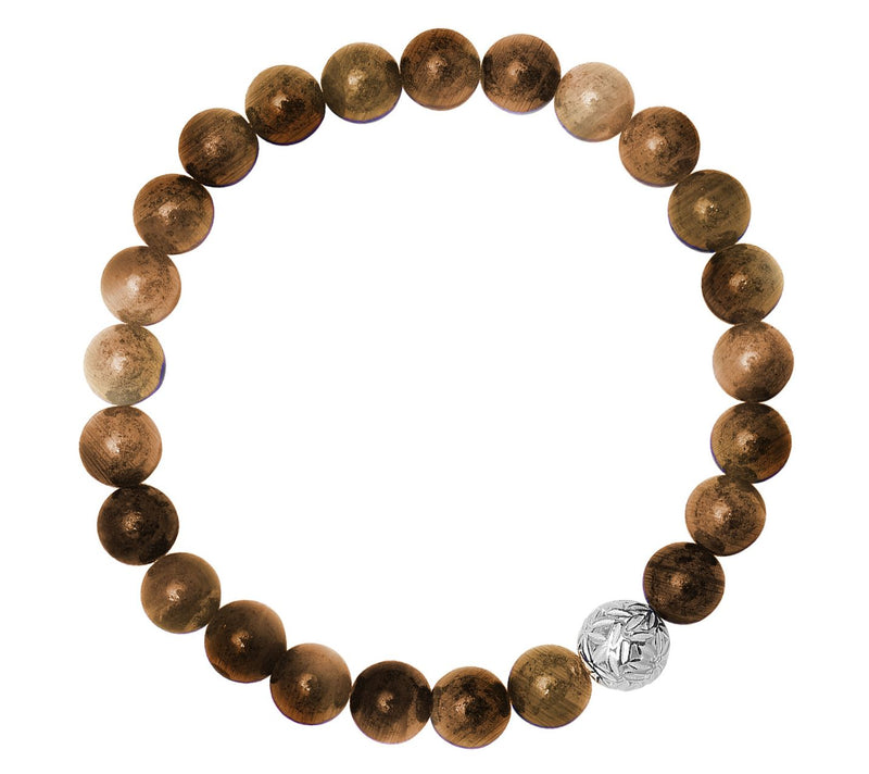 Silver Style Men's Gemstone Beaded Bracelet, Sterling — View 5