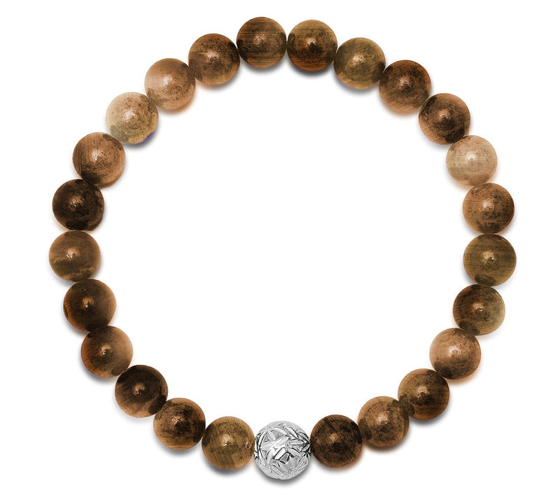 Silver Style Men's Gemstone Beaded Bracelet, Sterling — View 4