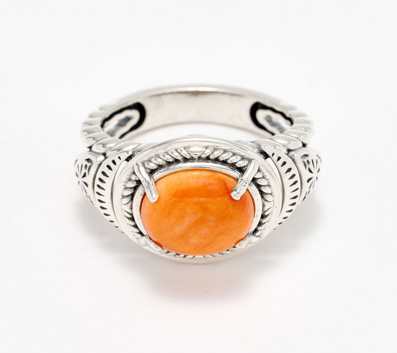 American West Sterling Silver East-West Gemstone Concha Ring — Main view