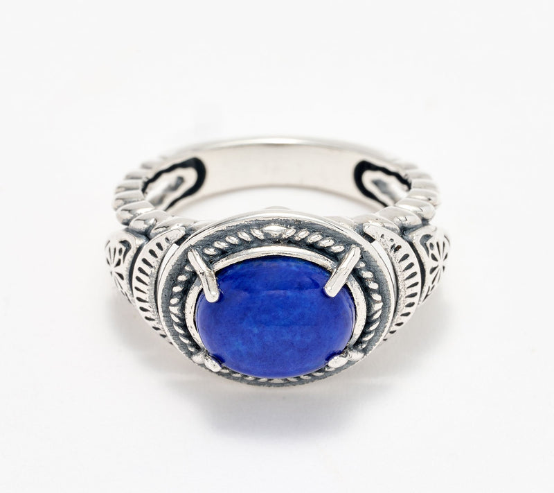 American West Sterling Silver East-West Gemstone Concha Ring — View 9