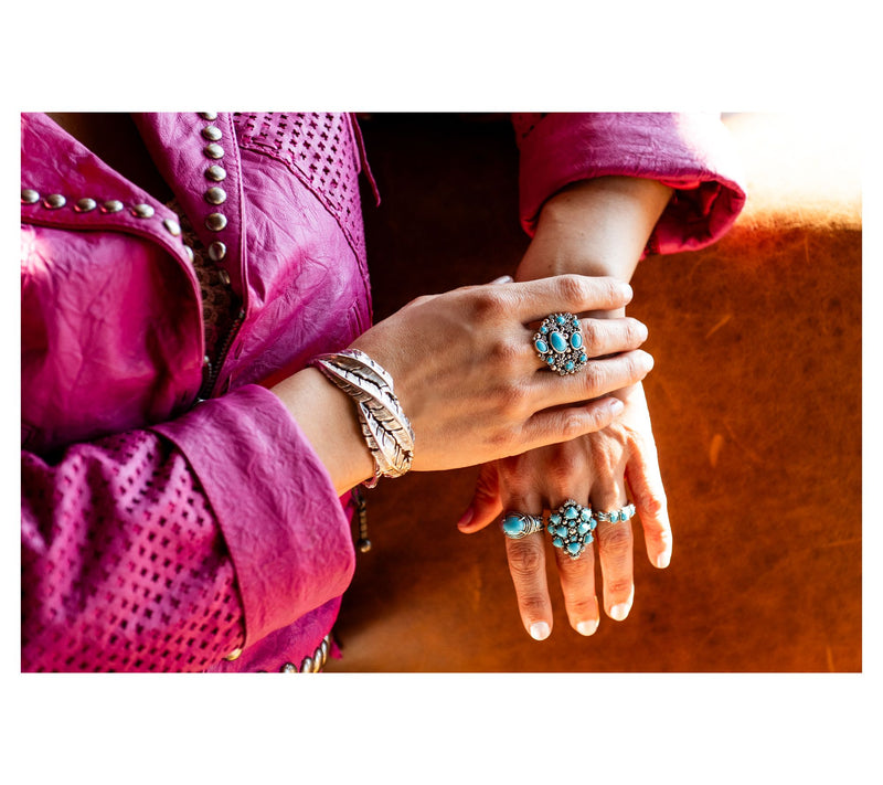 American West Sterling Silver East-West Gemstone Concha Ring — View 20