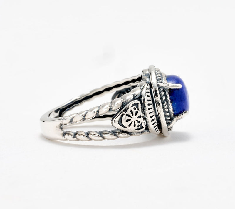 American West Sterling Silver East-West Gemstone Concha Ring — View 15