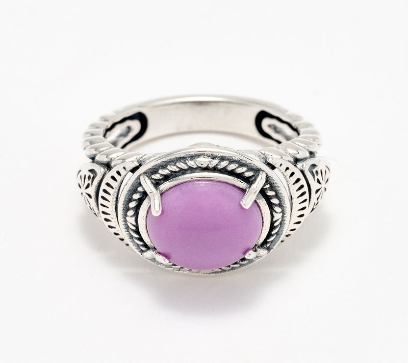 American West Sterling Silver East-West Gemstone Concha Ring — View 5
