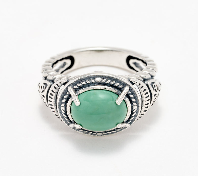 American West Sterling Silver East-West Gemstone Concha Ring — View 11