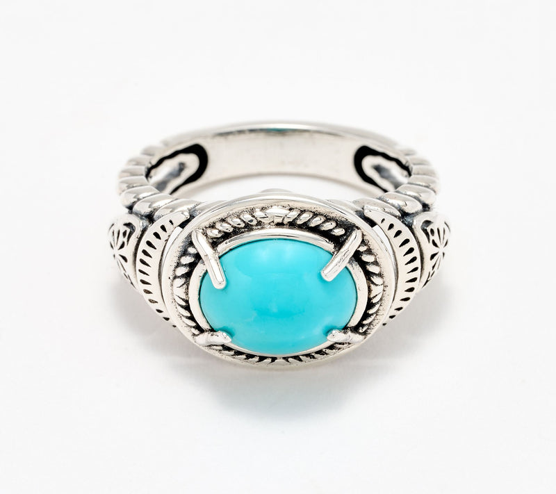 American West Sterling Silver East-West Gemstone Concha Ring — View 13
