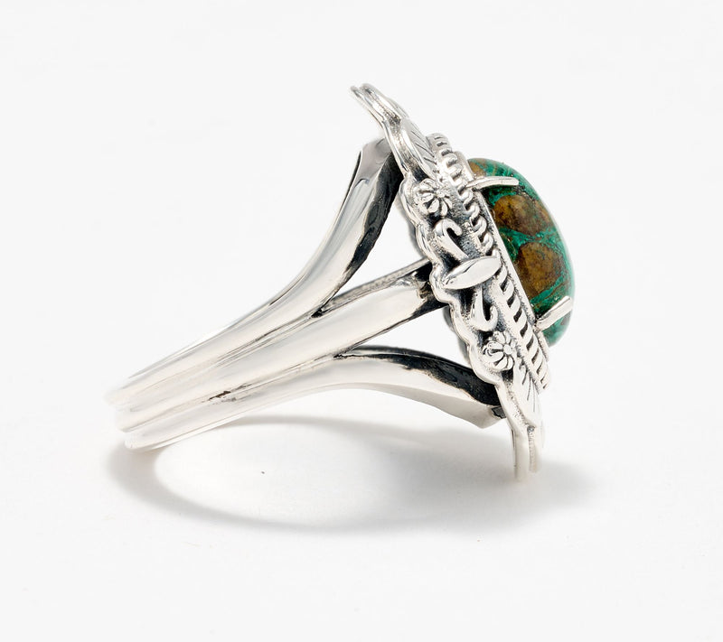 American West Sterling Silver Scallop Oval Gemstone Ring — View 10