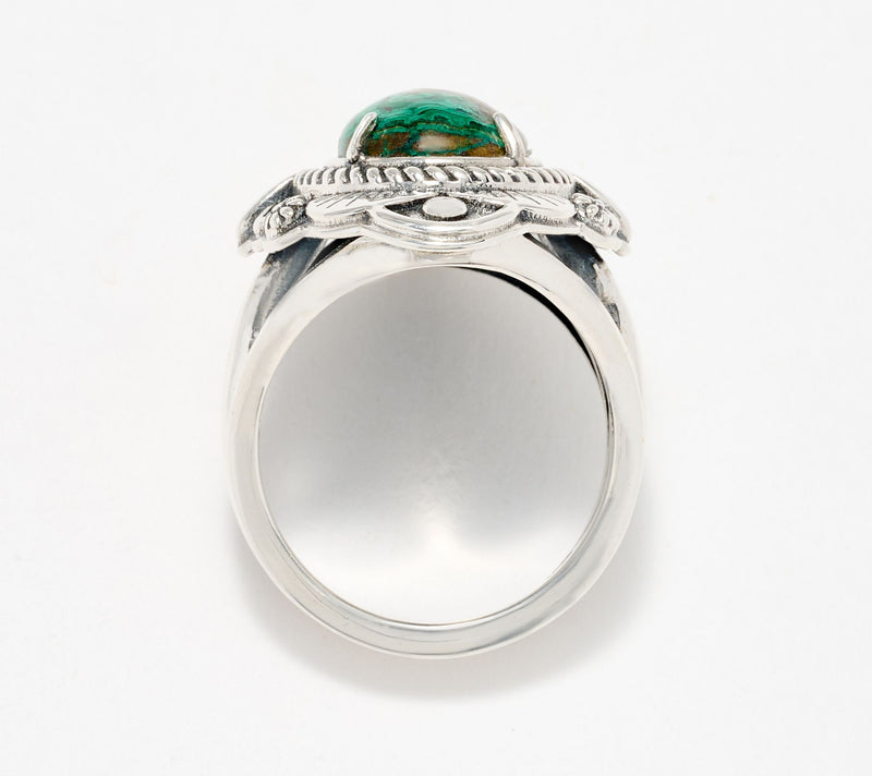 American West Sterling Silver Scallop Oval Gemstone Ring — View 9