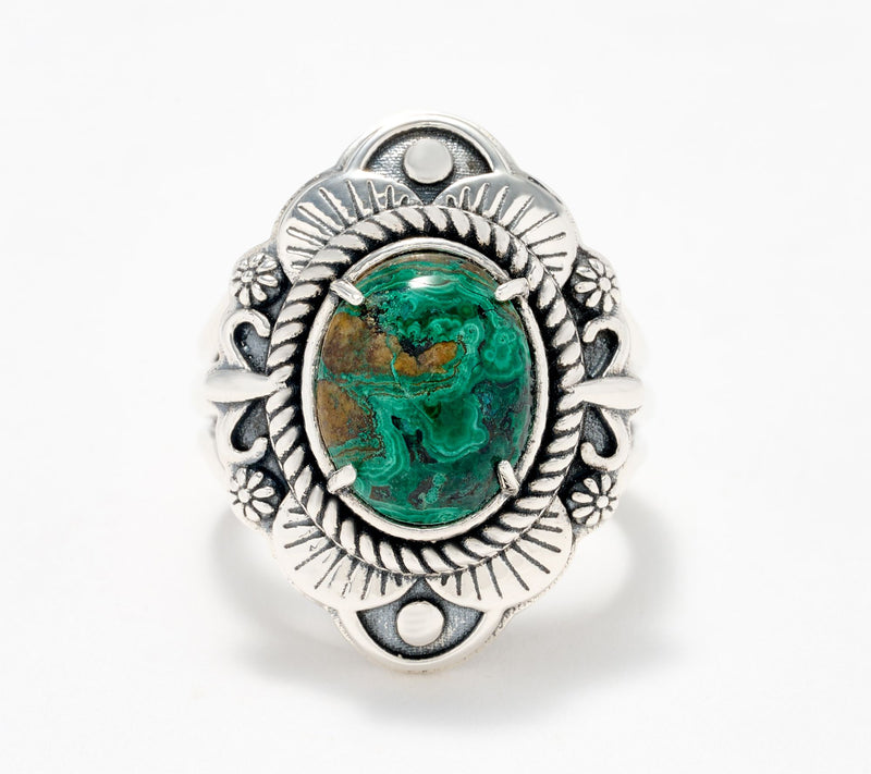 American West Sterling Silver Scallop Oval Gemstone Ring — View 8