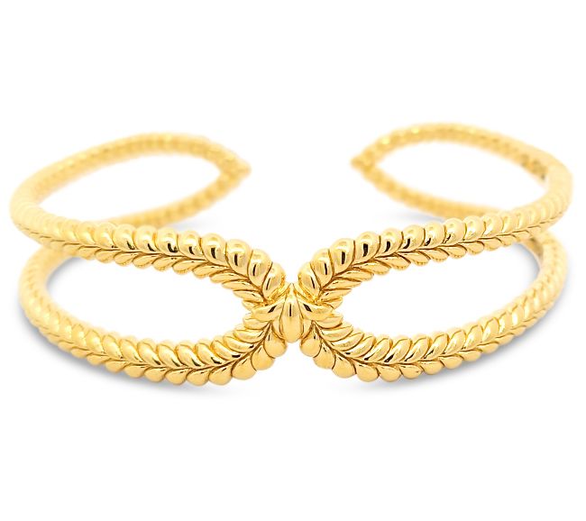 Tiffany Kay Studio 14K Gold Clad Open Herringbone Cuff — View 7