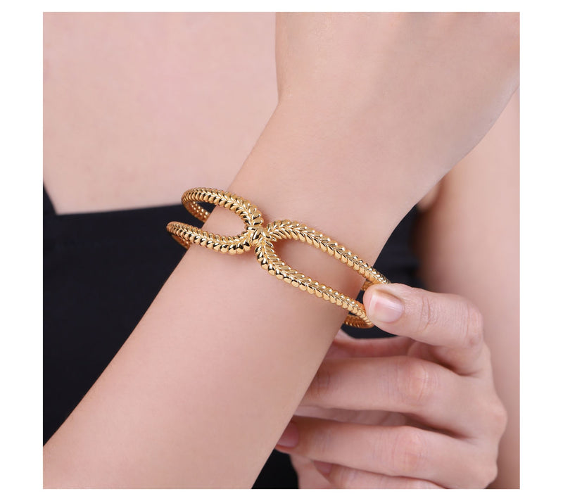 Tiffany Kay Studio 14K Gold Clad Open Herringbone Cuff — View 5