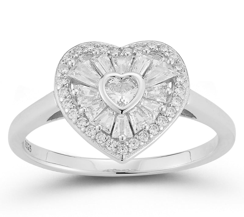 Sterlina Silver Pave Heart Cocktail Ring, Sterling — View 8