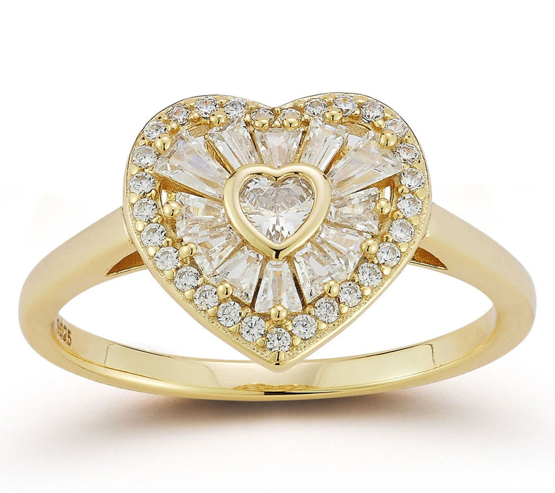 Sterlina Silver Pave Heart Cocktail Ring, Sterling — View 9