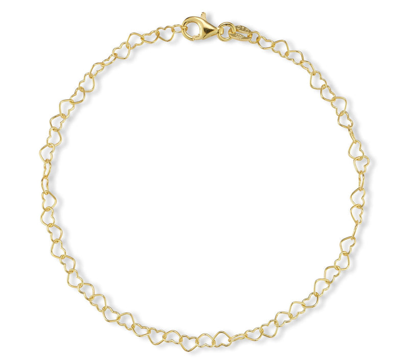 Italian Silver 10" Heart Chain Ankle Bracelet,Sterling — Main view