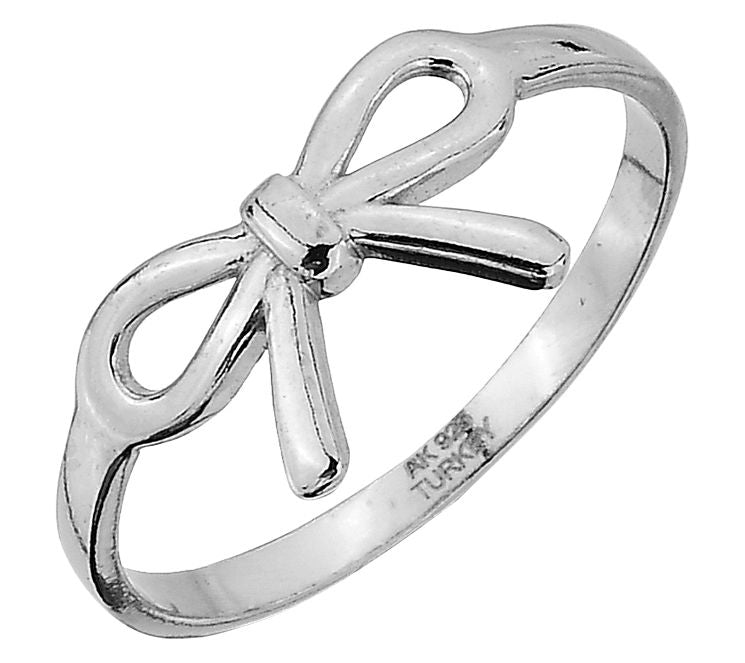 Silver Style High Polished Bow Design Ring, Sterling — Main view
