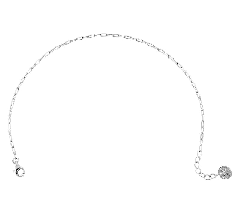 Silver Style Sand Dollar Paper Clip Ankle Bracelet, Sterling — View 2
