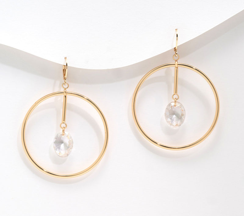 Joan Rivers Hoop with Hanging Crystal — View 3