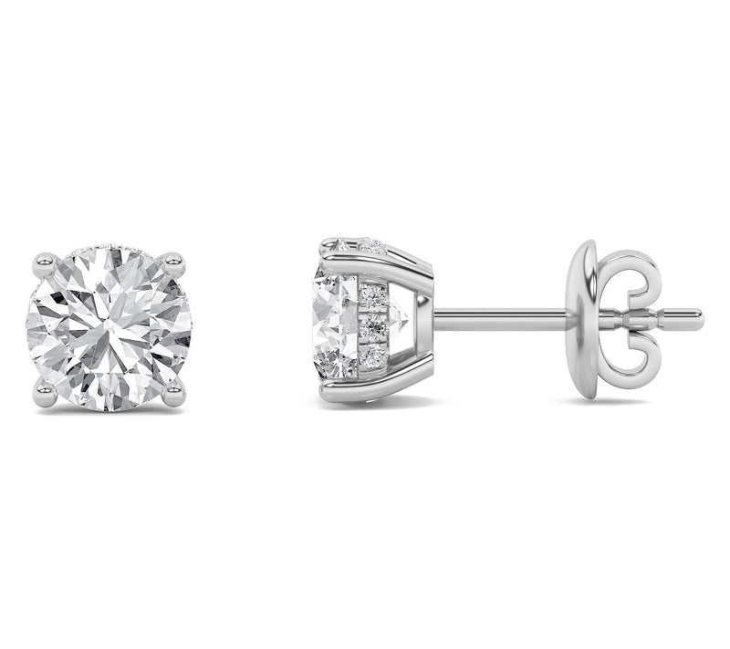 Fire Light 1.00 cttw Lab Grown Diamond Round Earrings, 14K — View 8