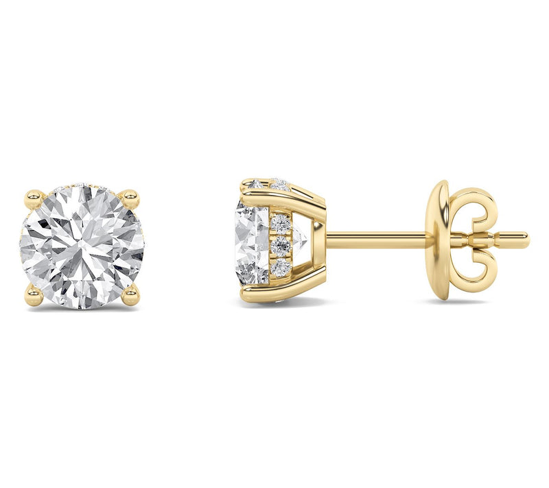 Fire Light 1.00 cttw Lab Grown Diamond Round Earrings, 14K — Main view