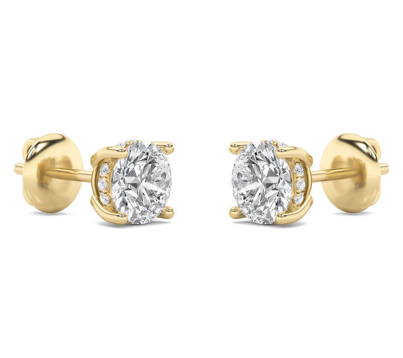 Fire Light 1.00 cttw Lab Grown Diamond Round Earrings, 14K — View 4