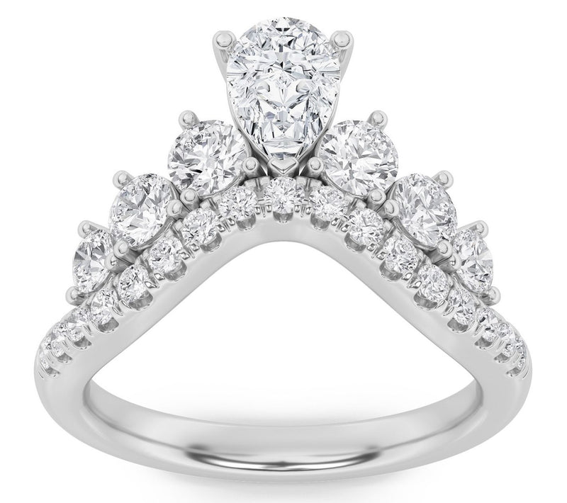 Fire Light 1.50 cttw Lab Grown Diamond Pear Cut  Ring, 14K — View 6
