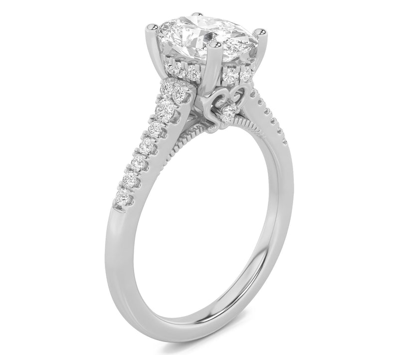 Fire Light 1.50 cttw Lab Grown Diamond Oval Rin g, 14K Gold — View 2