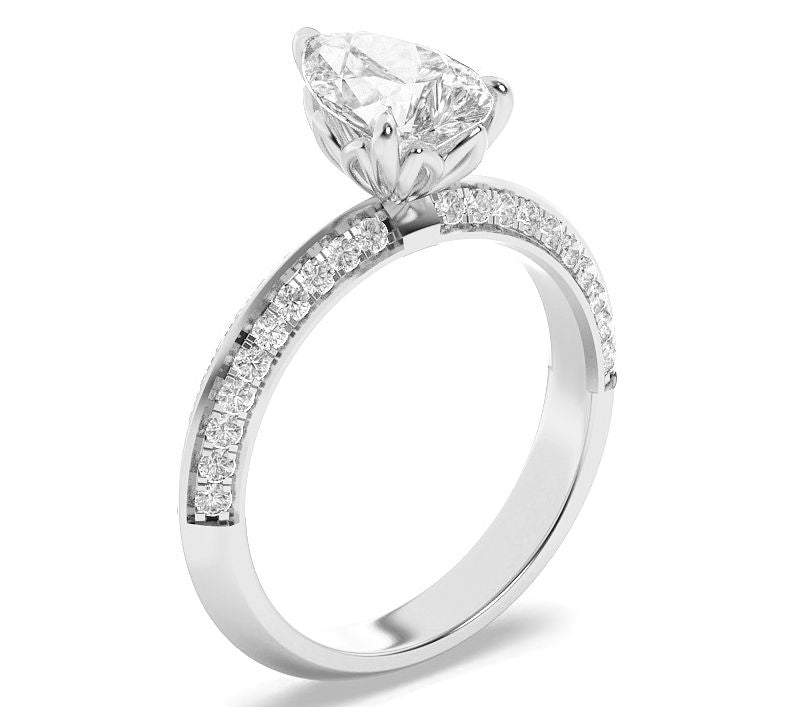 Fire Light 2.00 cttw Lab Grown Diamond Pear Cut  Ring, 14K Gol — View 2