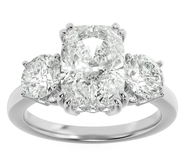 Fire Light 3.00 cttw Lab Grown Diamond Cushion Cut Ring, 14K — Main view