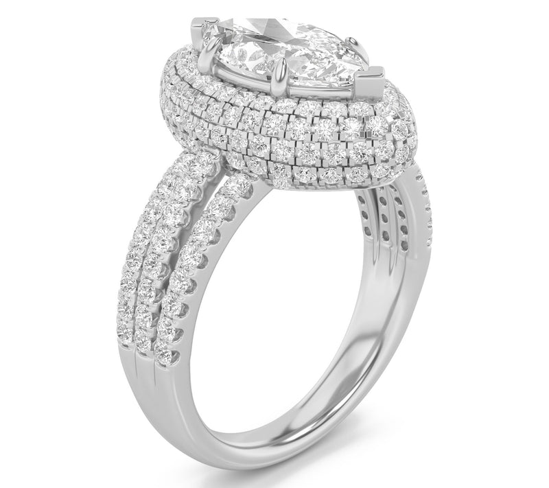 Fire Light 3.00 cttw Lab Grown Diamond Marquise  Ring, 14K Gol — View 2
