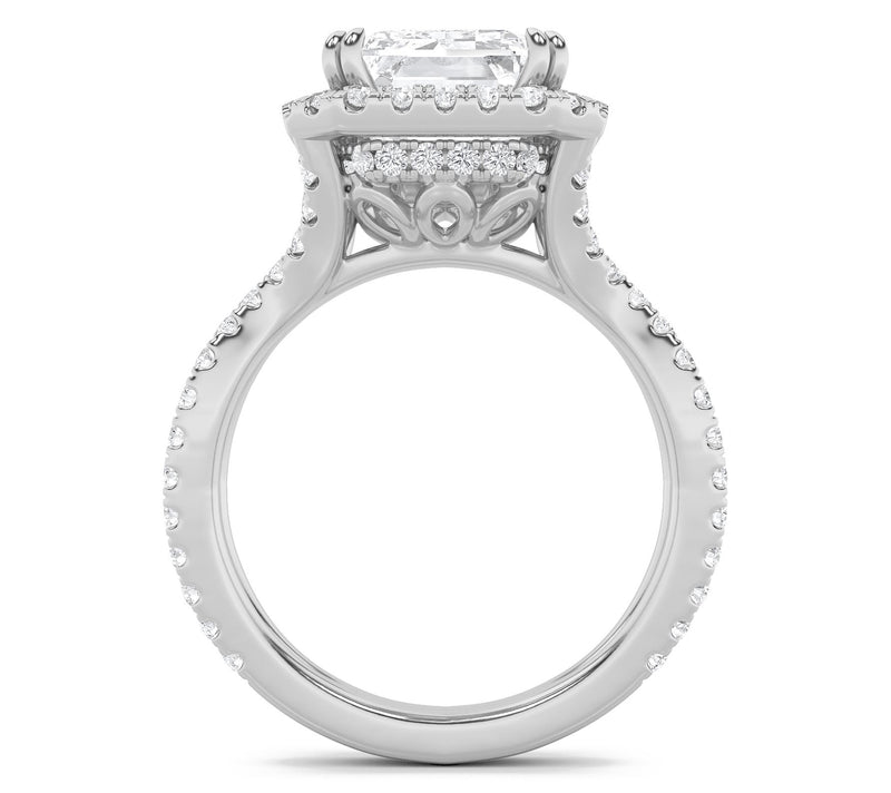 Fire Light 8.00 cttw Lab Grown Diamond Emerald Cut Ring, 14K — View 3