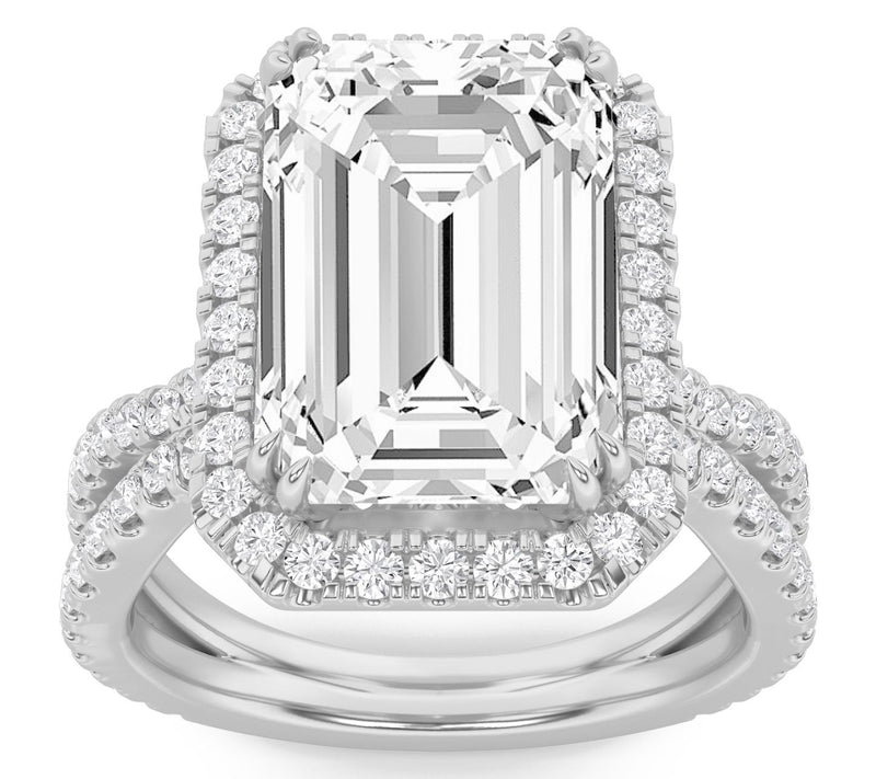 Fire Light 8.00 cttw Lab Grown Diamond Emerald Cut Ring, 14K — View 6