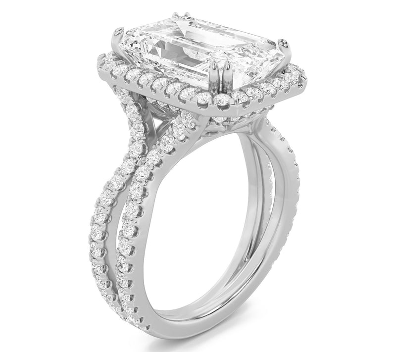 Fire Light 8.00 cttw Lab Grown Diamond Emerald Cut Ring, 14K — View 2