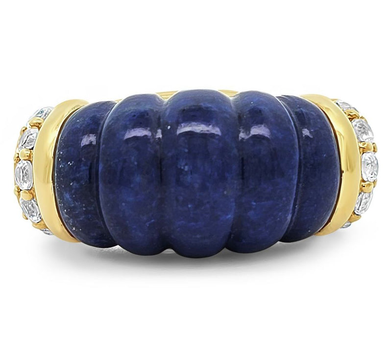 Ariva 18K Gold Clad Lapis & Topaz Chatham Ring — View 2