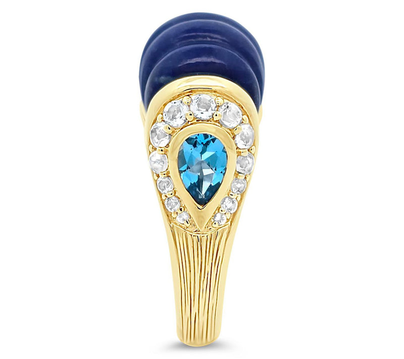 Ariva 18K Gold Clad Lapis & Topaz Chatham Ring — View 4