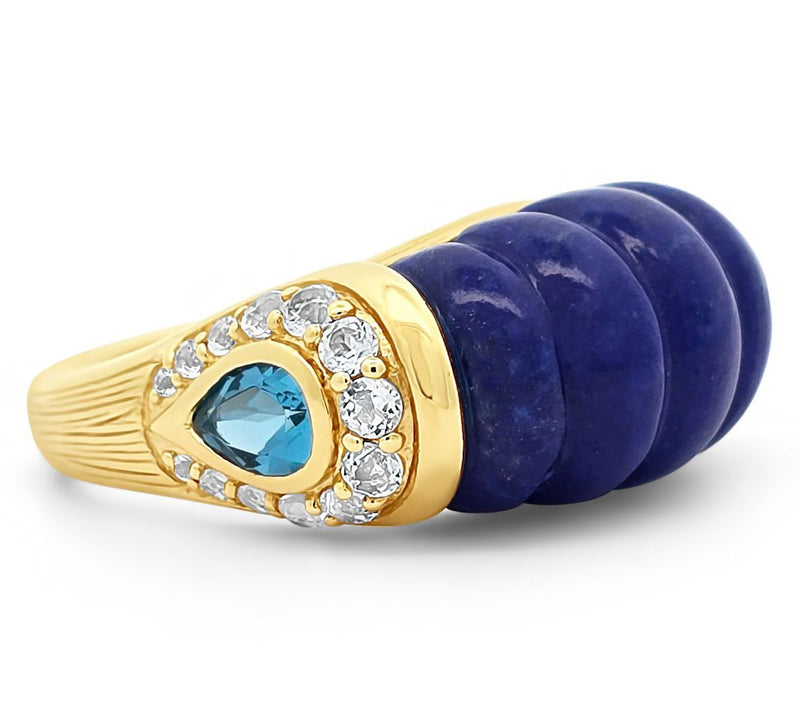 Ariva 18K Gold Clad Lapis & Topaz Chatham Ring — Main view