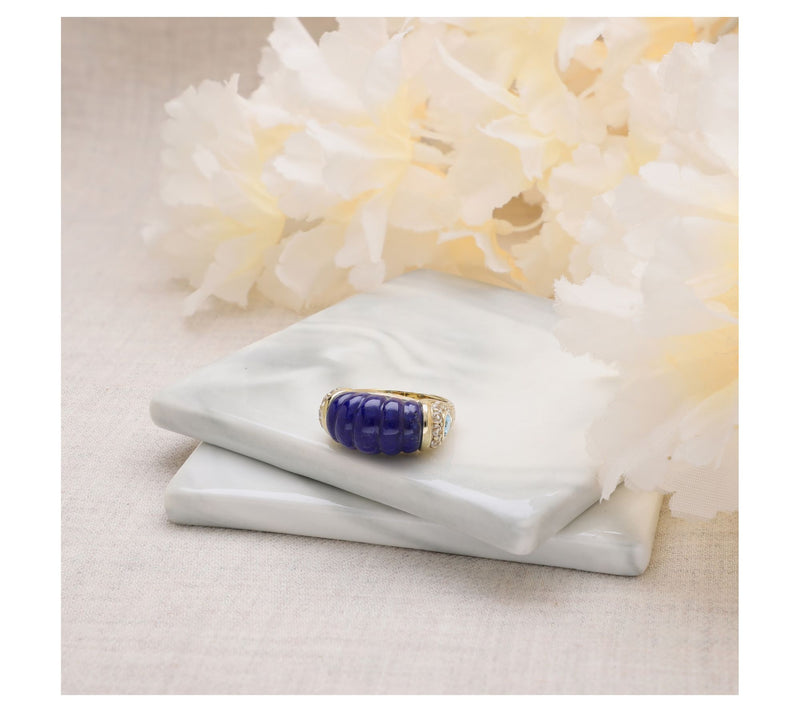 Ariva 18K Gold Clad Lapis & Topaz Chatham Ring — View 5