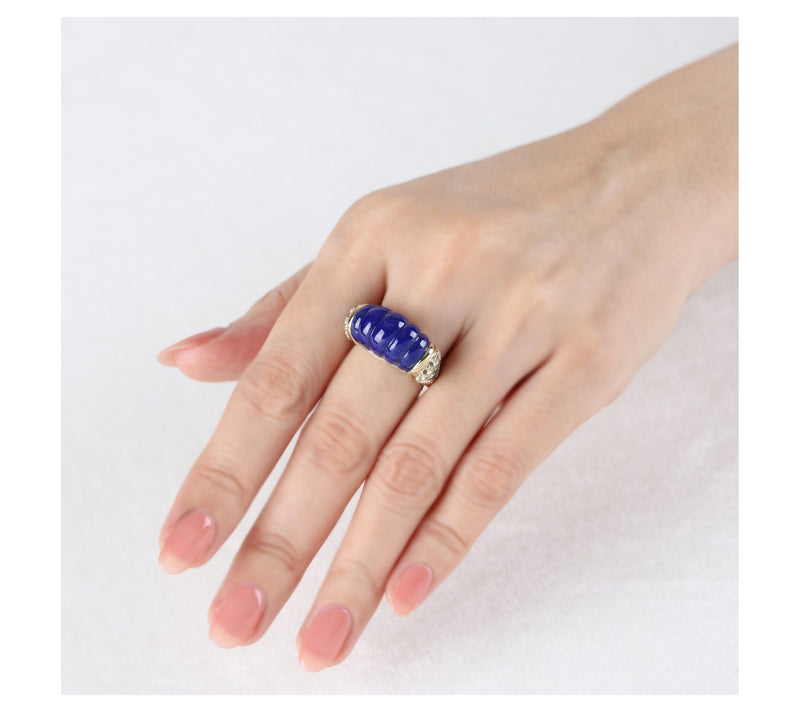Ariva 18K Gold Clad Lapis & Topaz Chatham Ring — View 6