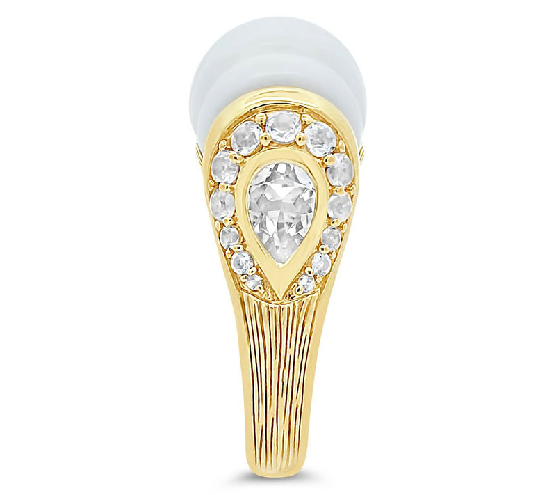 Ariva 18K Gold Clad Agate & White Topaz ChathamRing — View 4