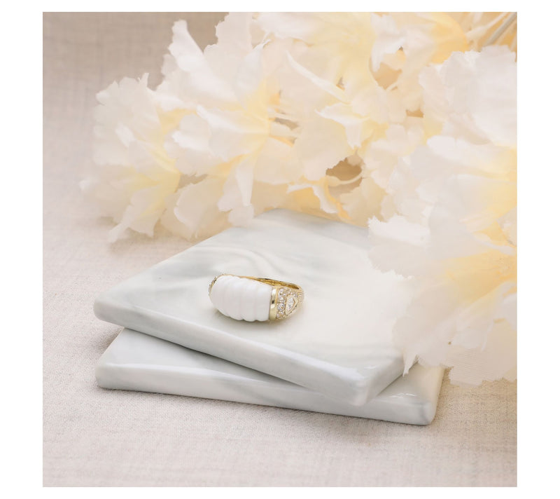 Ariva 18K Gold Clad Agate & White Topaz ChathamRing — View 5