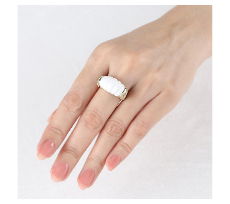 Ariva 18K Gold Clad Agate & White Topaz ChathamRing — View 6